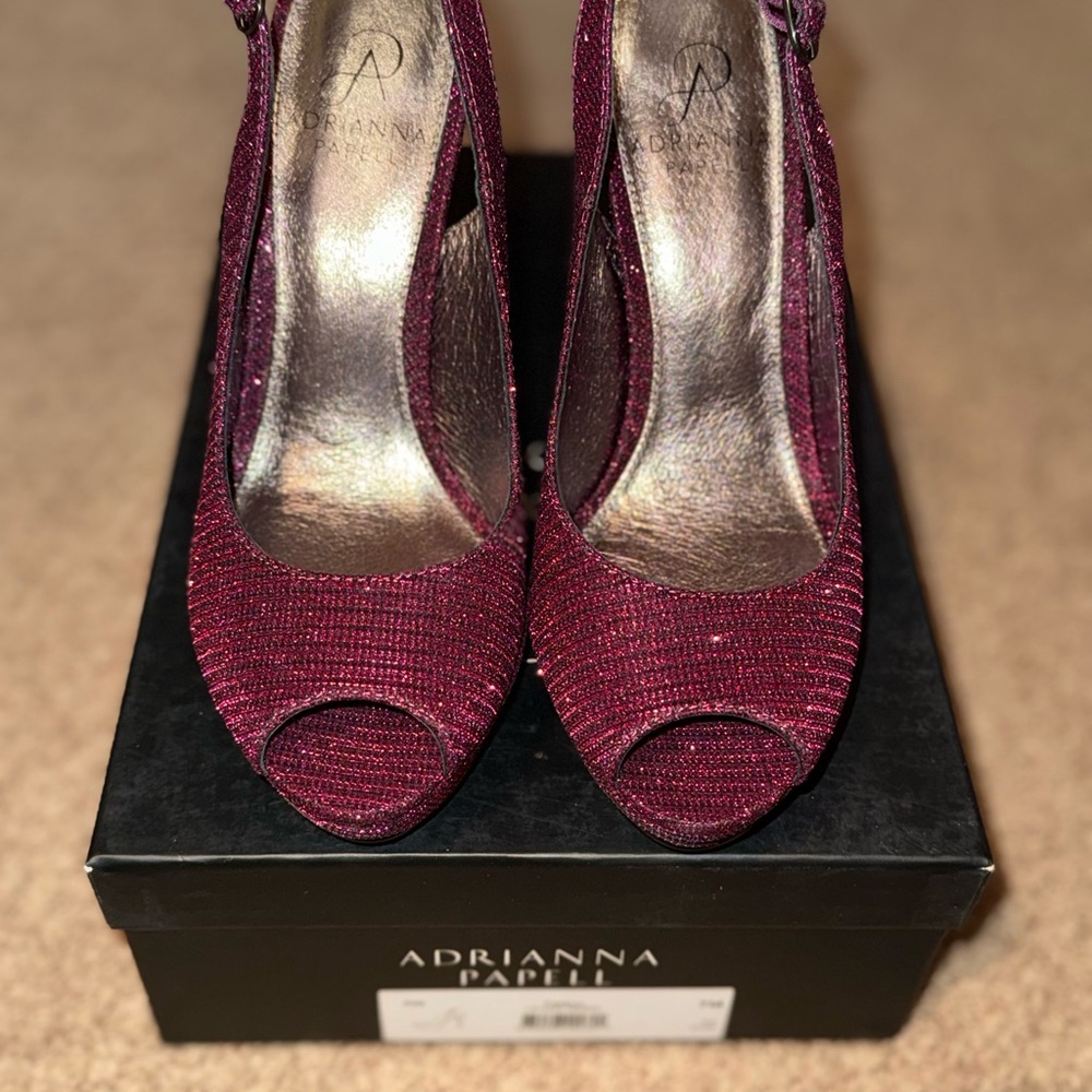 Adrianna Papell Women's Deep Red Peep Toe Heels